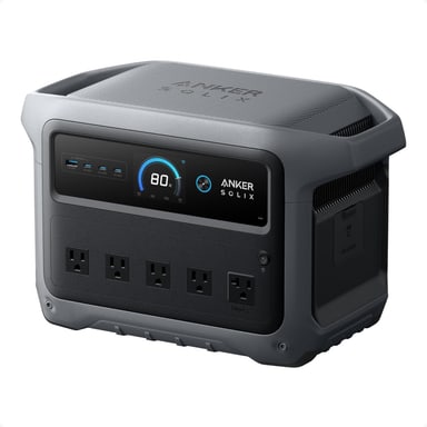 Anker SOLIX C1000 Gen 2 portable power station with front AC outlets and LCD screen