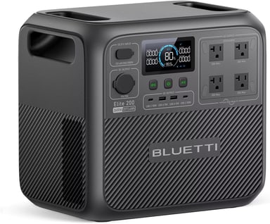 BLUETTI Elite 200 V2 portable power station with front outlets and display