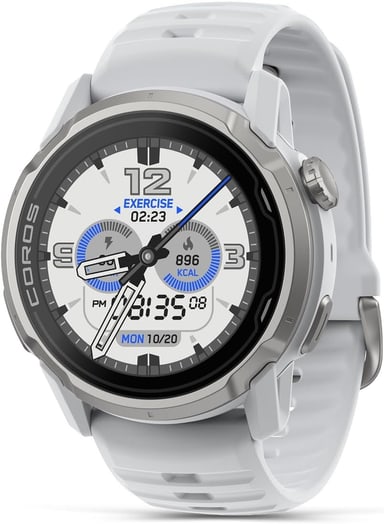 COROS APEX 4 46mm GPS watch with white band