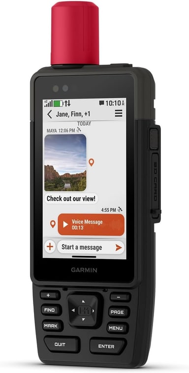 Garmin GPSMAP H1i Plus handheld GPS with red inReach antenna and color touchscreen