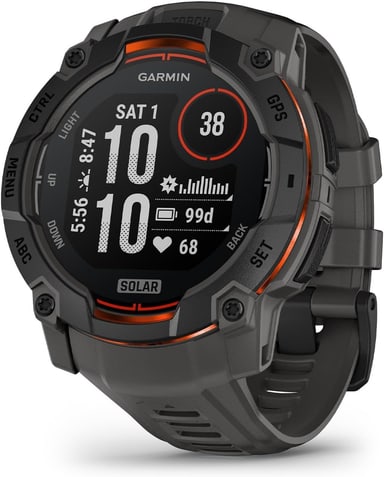 Garmin Instinct 3 Solar 50mm rugged GPS watch in charcoal