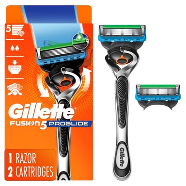Gillette ProGlide razor handle with a spare cartridge and retail pack