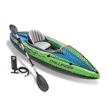 Intex Challenger K1 one-person inflatable kayak set with paddle and pump