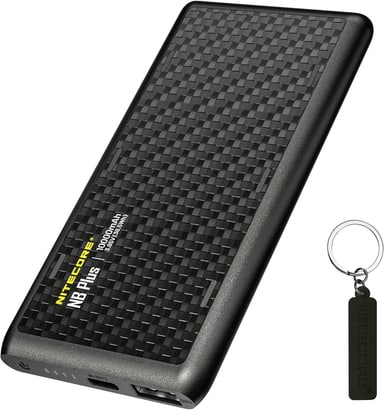 Nitecore NB Plus carbon fiber power bank with keychain tag
