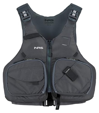 NRS Chinook fishing life jacket with mesh back and front pockets