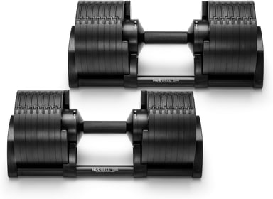 NÜOBELL 5 to 80 lb adjustable dumbbells, pair on cradles