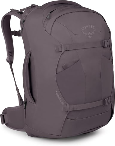Osprey Fairview 40 women's travel pack in purple, front view