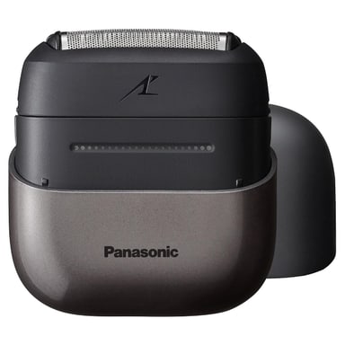 Panasonic ES-CM3A palm-size foil shaver with its protective cap
