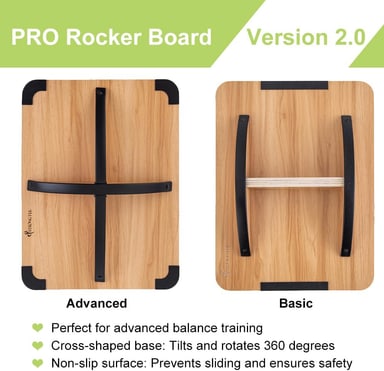StrongTek Professional Wooden Balance Board, Crossed Hardwood Base (Extra Large)