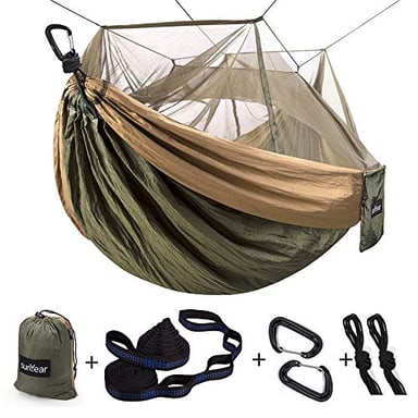 Sunyear camping hammock with integrated mosquito net
