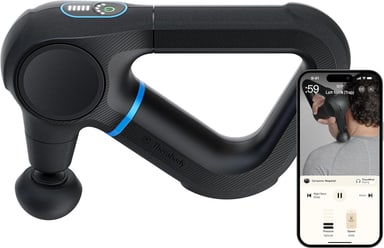 Theragun Prime (6th Gen) massage gun in black with its triangle handle