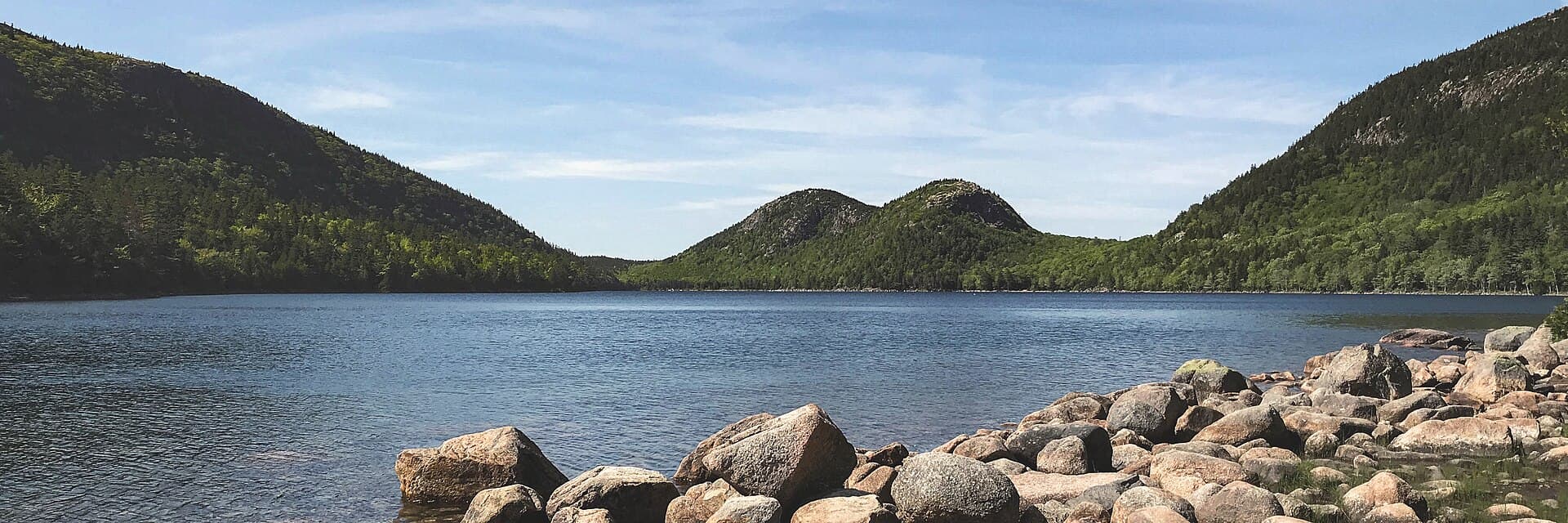Jordan Pond reflecting the Bubbles on a clear Acadia day