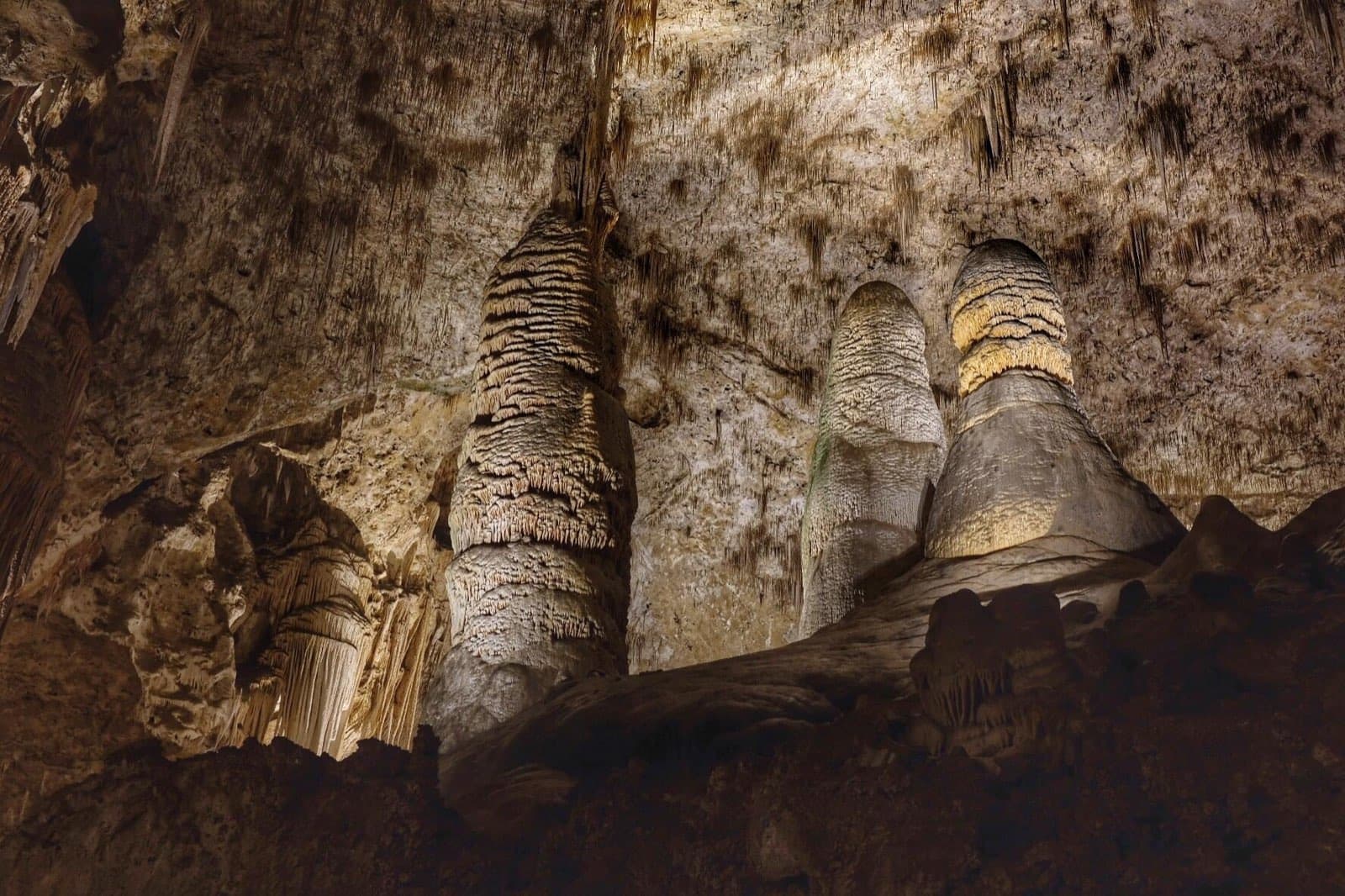 Giant Dome and Twin Domes formations in the Big Room at Carlsbad Caverns