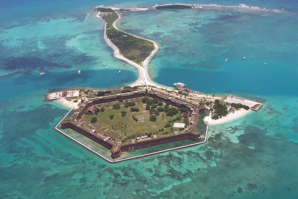 Fort Jefferson and Garden Key surrounded by open water