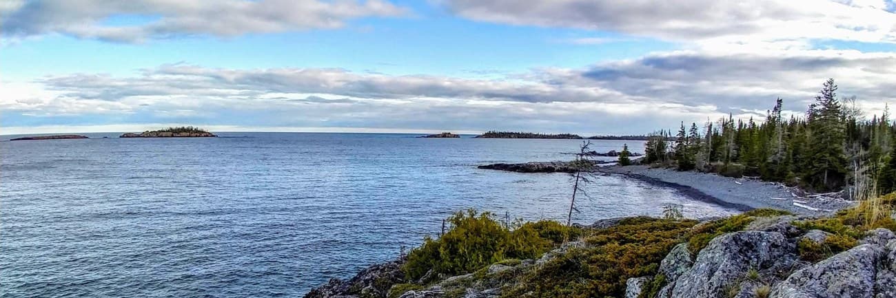 Scoville Point and Lake Superior water from above