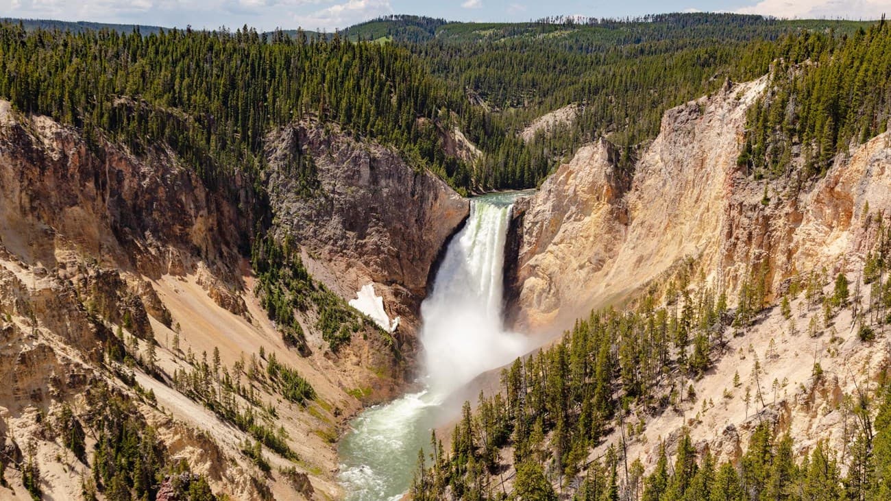Lower Falls and the pale walls of the Grand Canyon of the Yellowstone