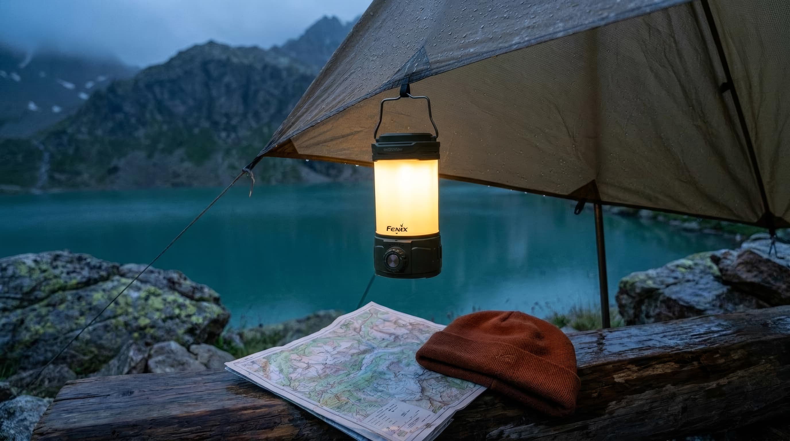 Fenix CL26R Pro rechargeable lantern displayed clearly with its hanging hook and compact body