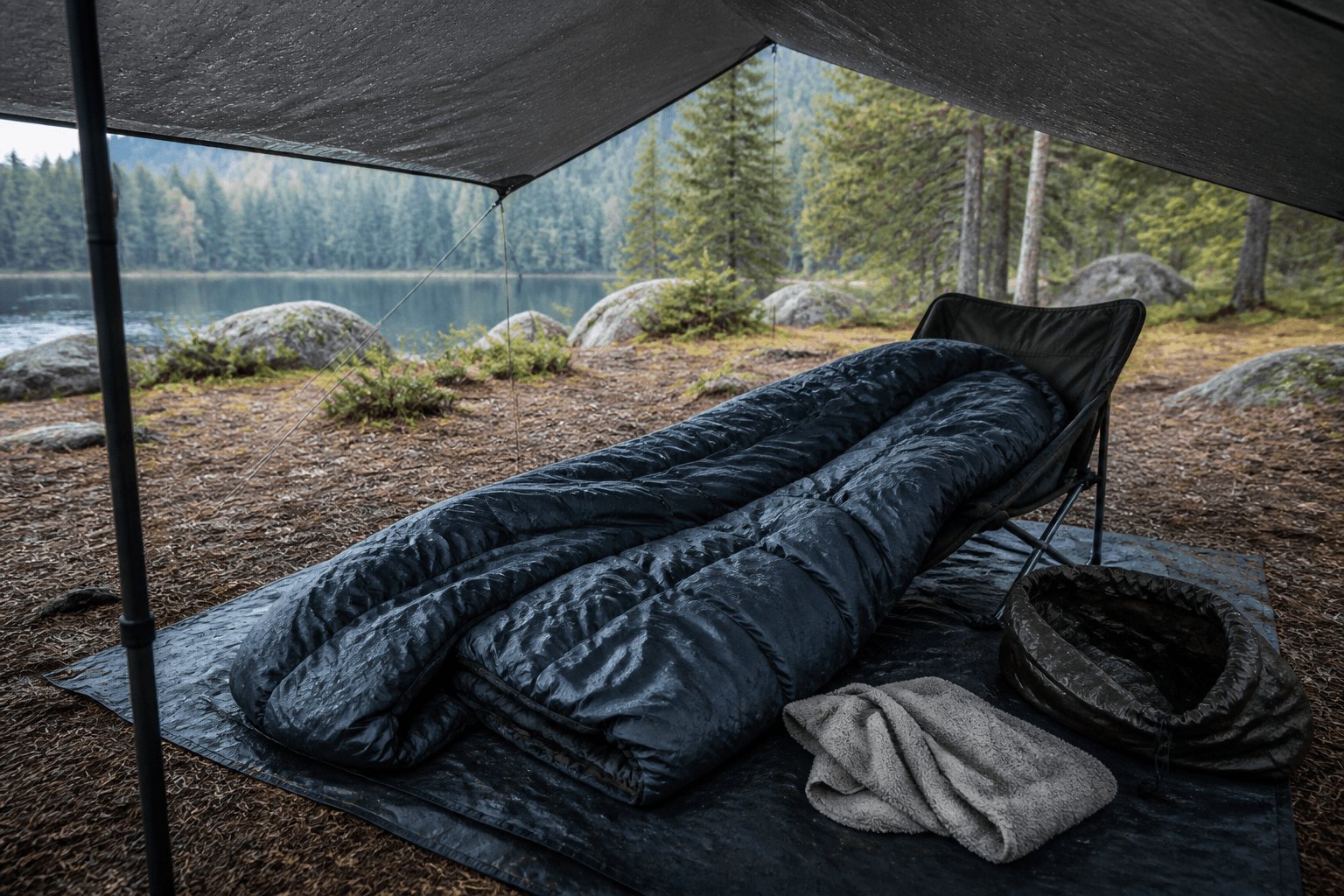 How to dry a wet sleeping bag at camp