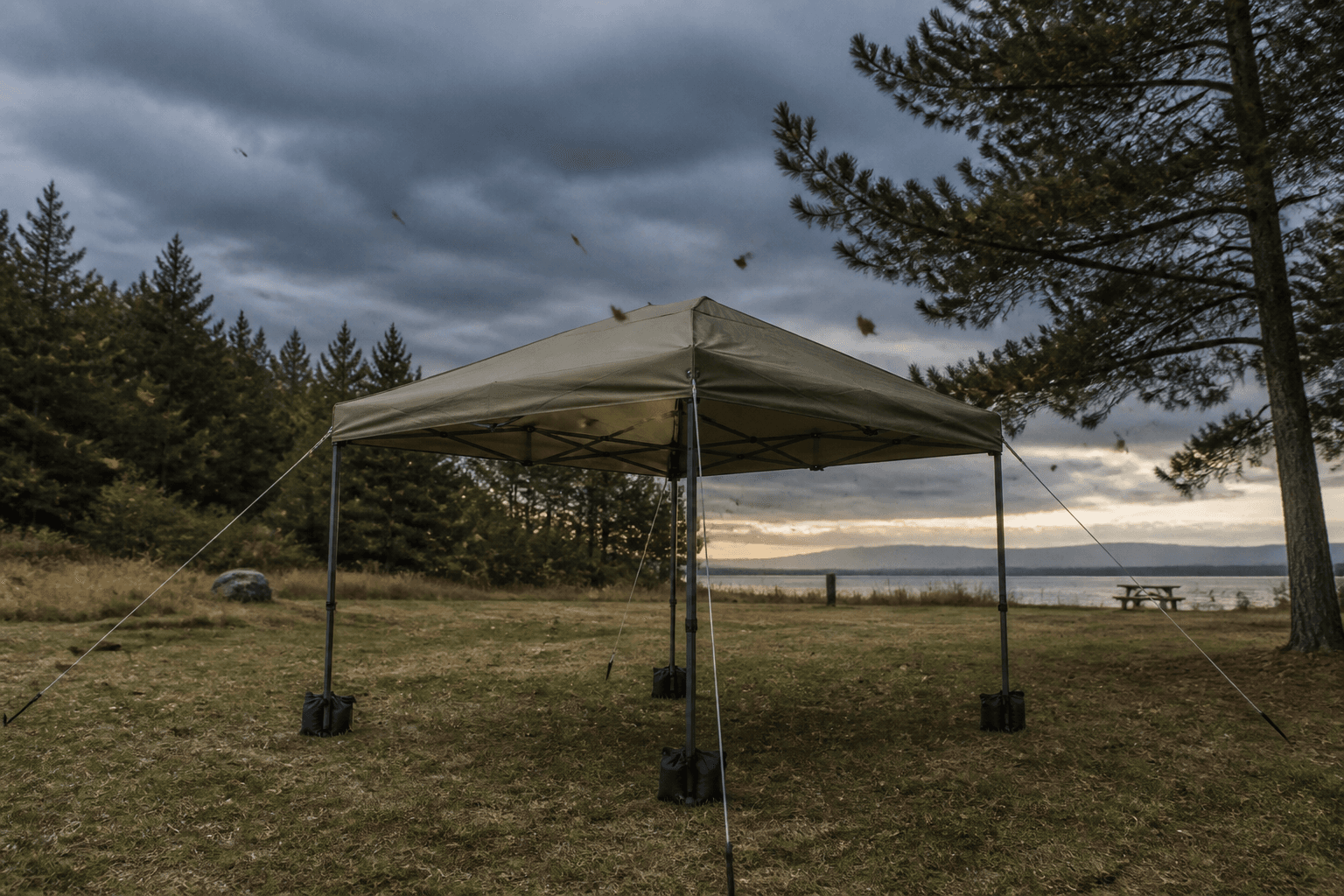 How to secure a pop-up canopy in wind
