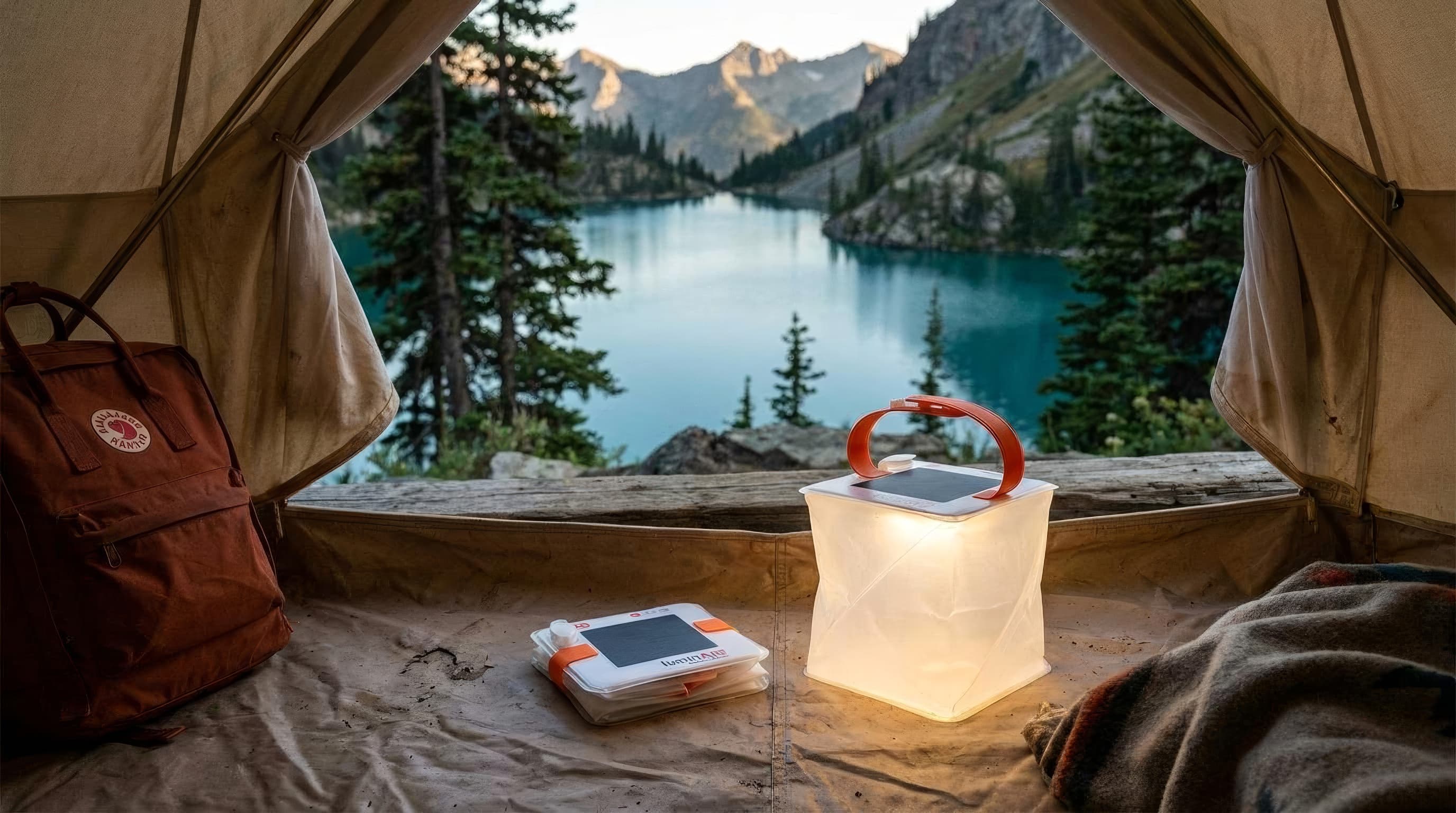 LuminAID PackLite Nova inflatable solar lantern displayed inflated and glowing