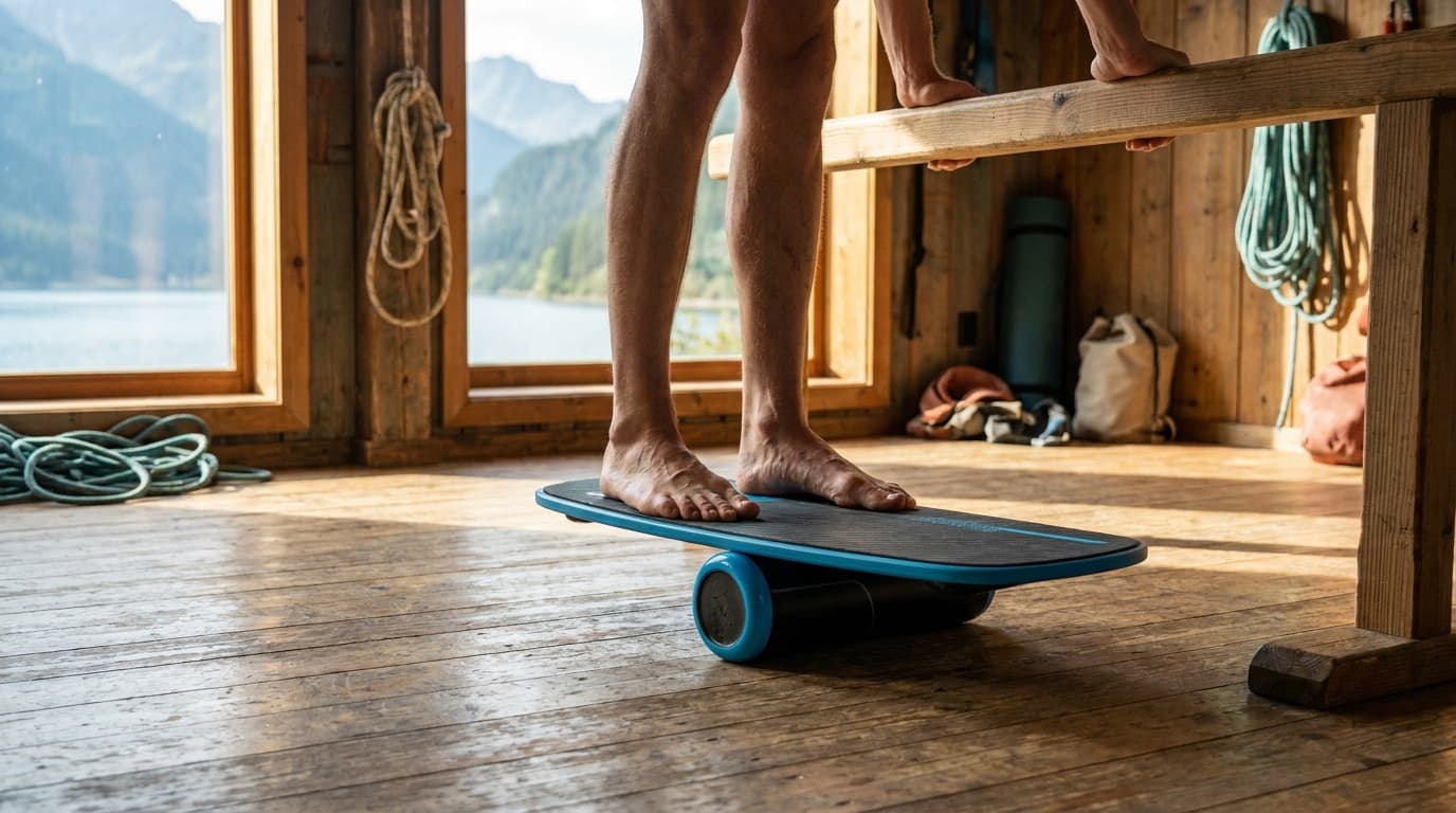 Revbalance 101 v2 balance board with its roller and adjustable magnetic stops