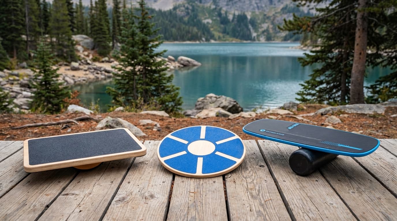 Rocker, wobble, roller, and spinning balance board bases compared side by side