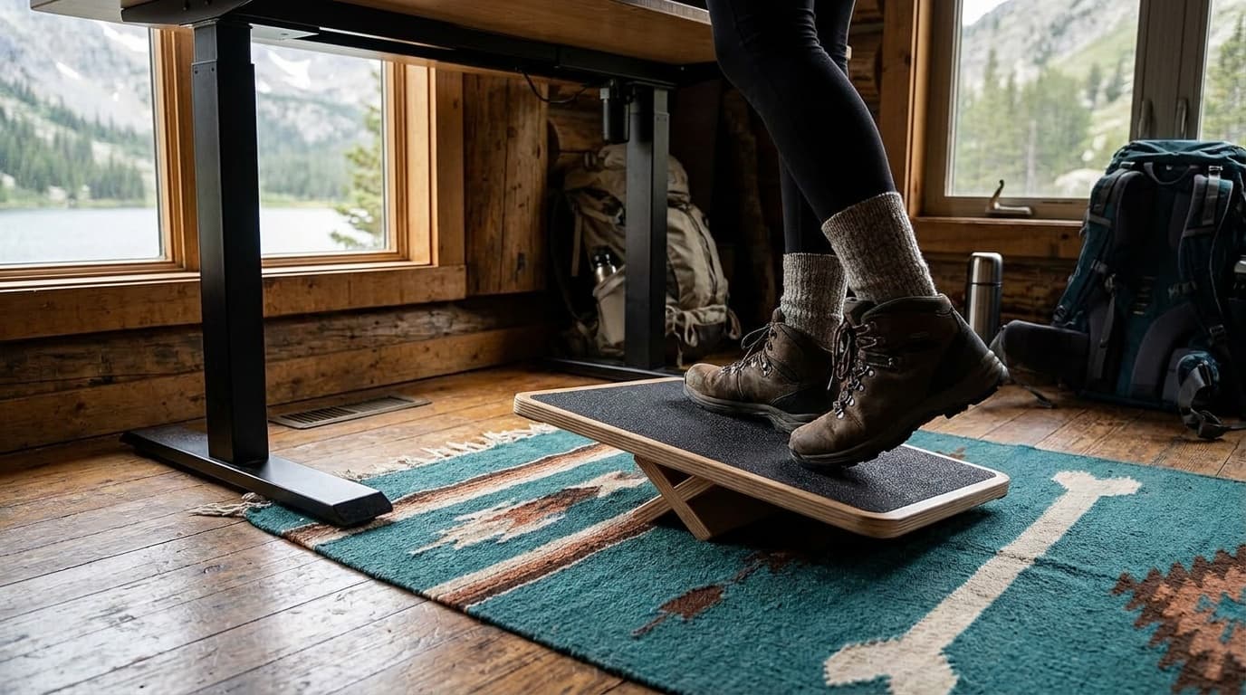 StrongTek extra-large wooden balance board with crossed hardwood base