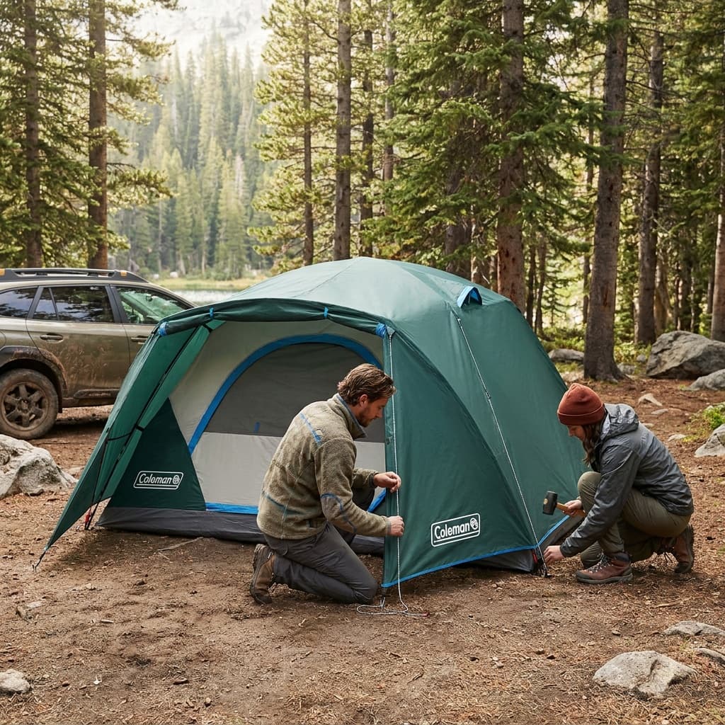 Coleman Skydome 4-Person Camping Tent with Full Fly Vestibule in use