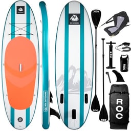 Roc 10 foot 6 inch inflatable stand up paddle board with accessories