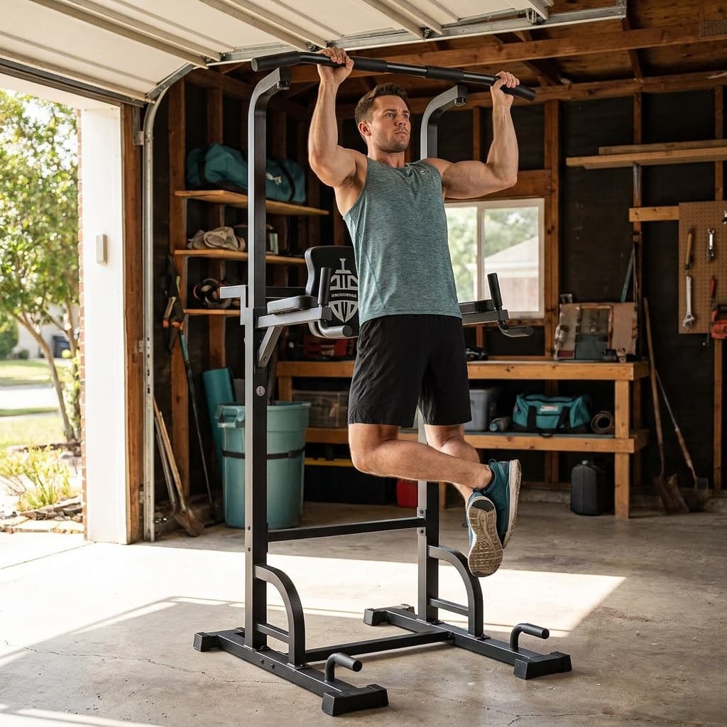 Sportsroyals Power Tower Pull Up Bar Station, 450LBS