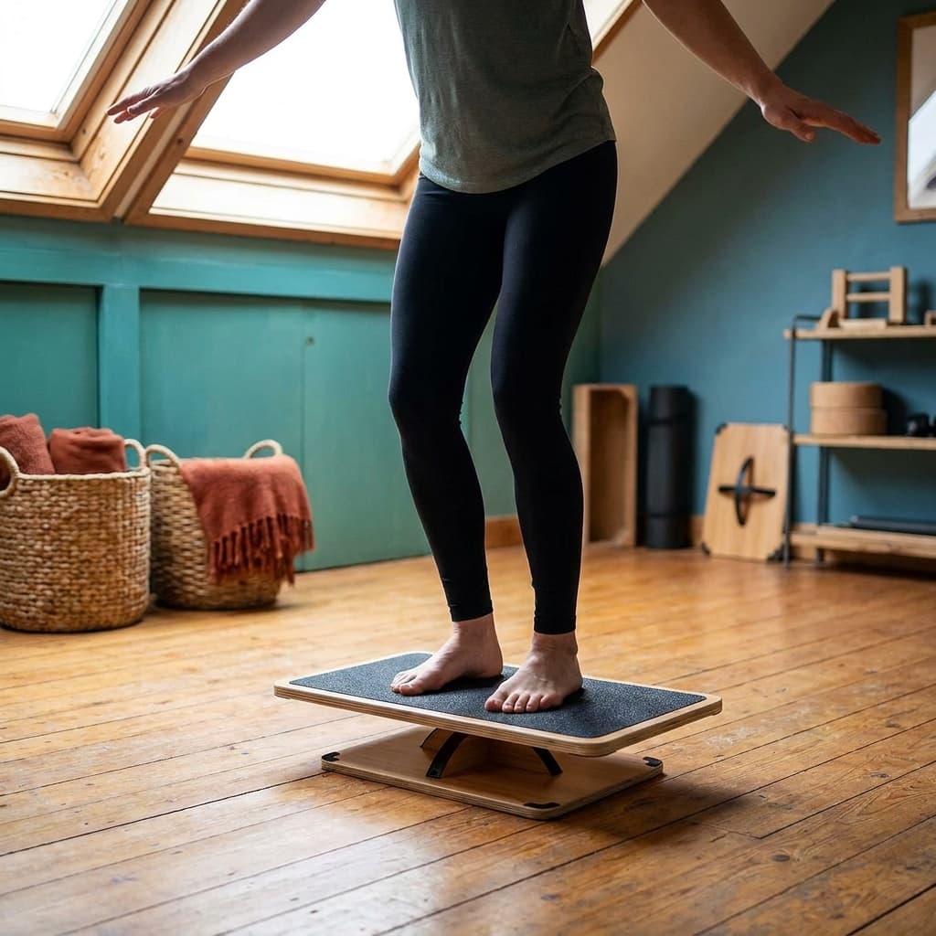 StrongTek Professional Wooden Balance Board, Crossed Hardwood Base (Extra Large)