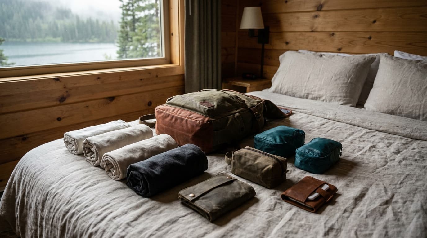 Travel backpack and compact one-bag packing system