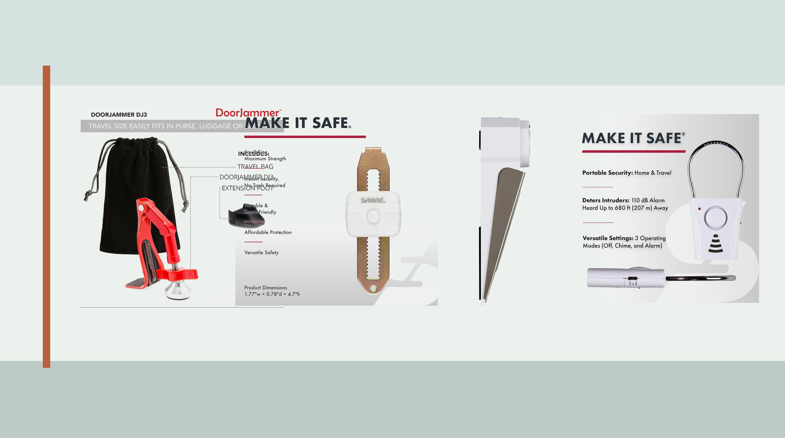 Portable hotel door brace and latch lock compared with wedge and handle alarms