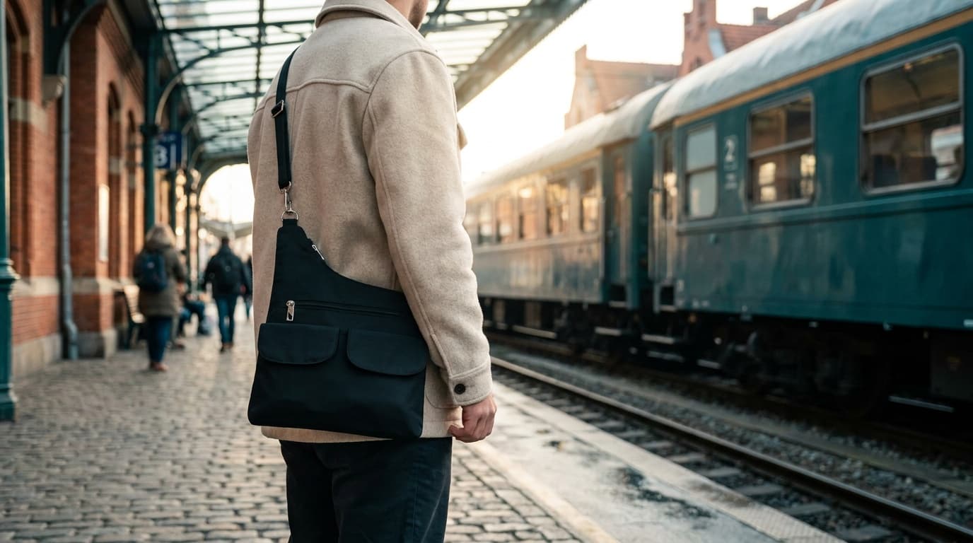 Travelon Anti-Theft Classic Crossbody prepared for a city travel day