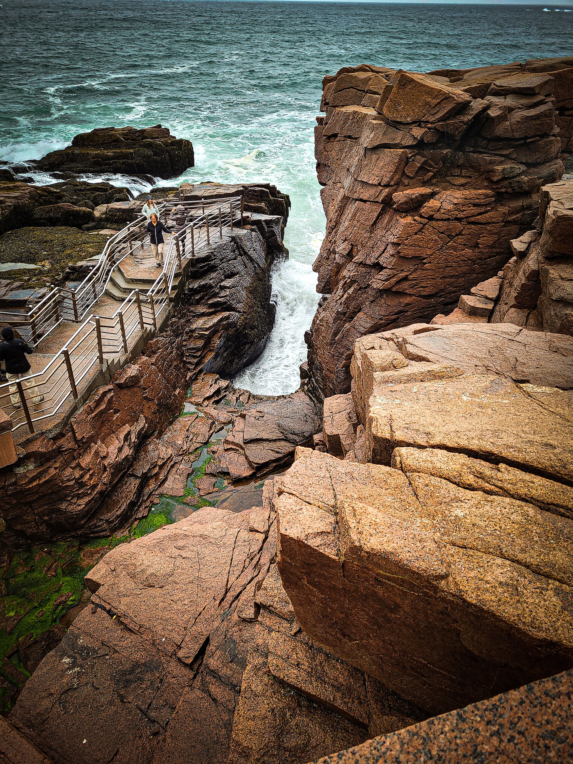 Atlantic surf crashing at Thunder Hole along Acadia's Ocean Path