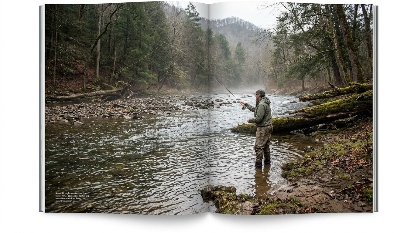 Angler fly fishing the stocked trout water of the lower Mountain Fork River