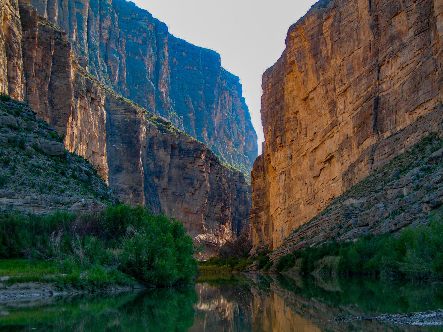 Santa Elena Canyon walls rising above the Rio Grande
