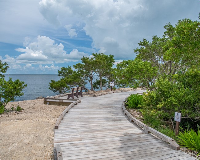 Convoy Point jetty curving into Biscayne Bay