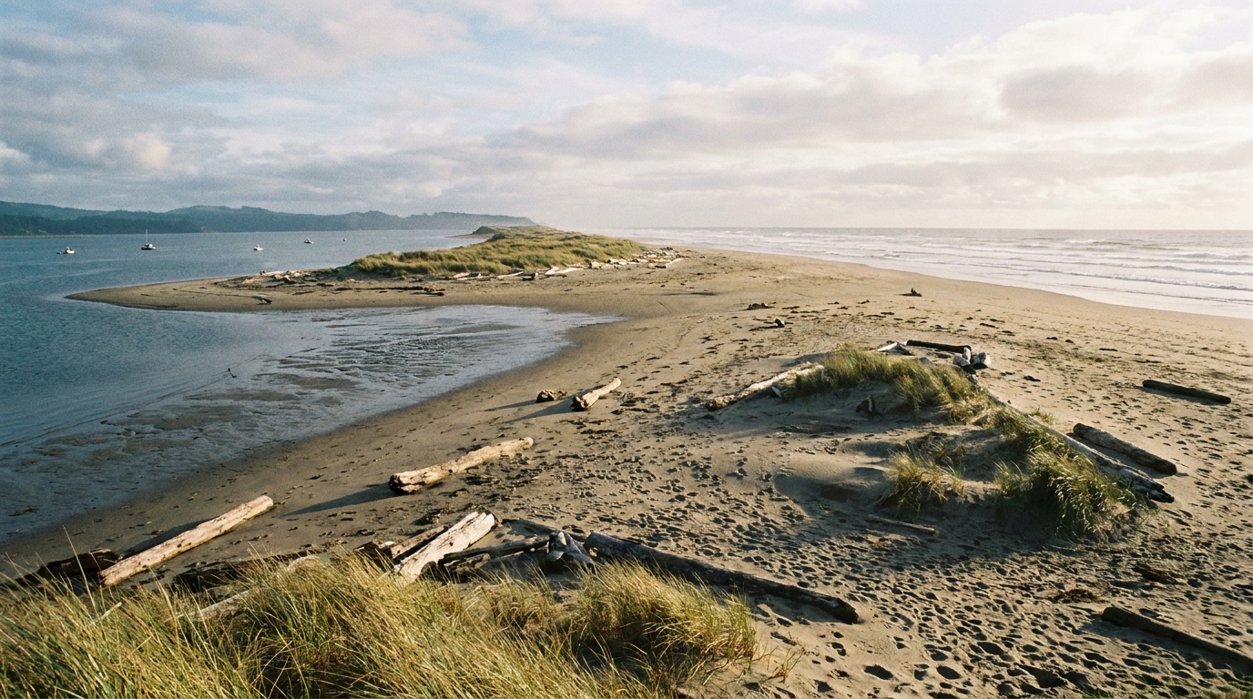 The long sand-spit beach between Netarts Bay and the ocean