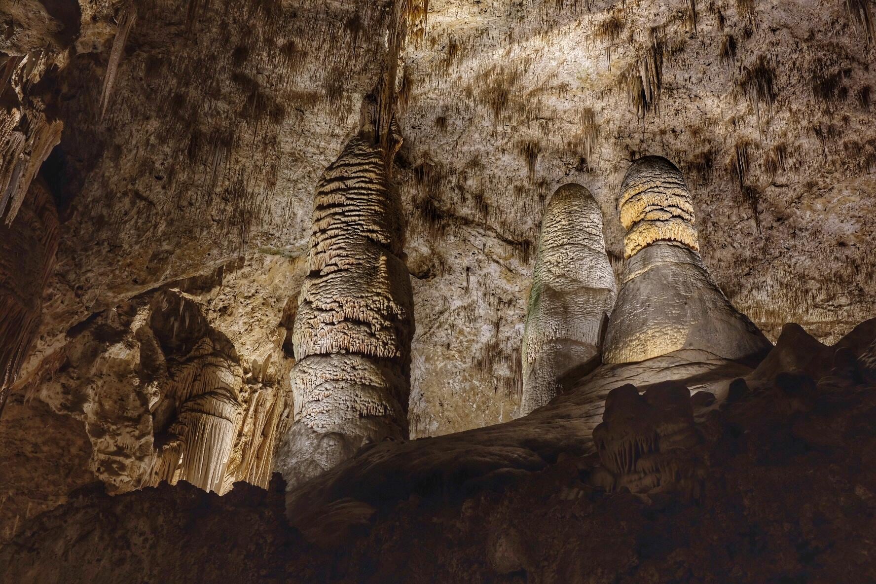 Giant Dome and Twin Domes formations in the Big Room at Carlsbad Caverns