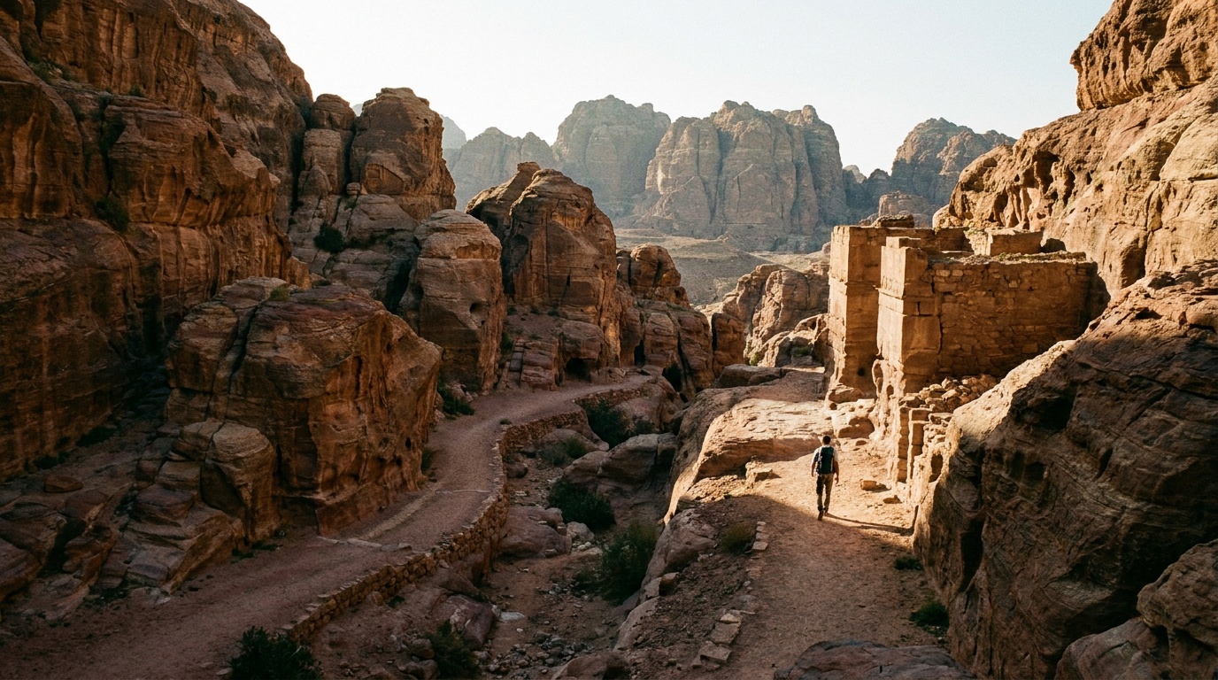 Paths between the sculptured rock columns resembling city streets