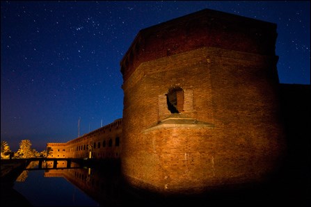 Stars over the walls of Fort Jefferson at night