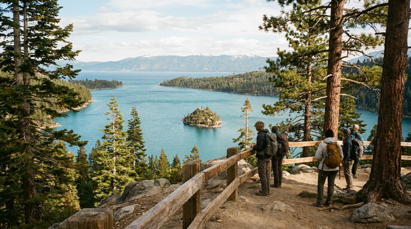 Overlook of Emerald Bay and Fannette Island on Lake Tahoe, California