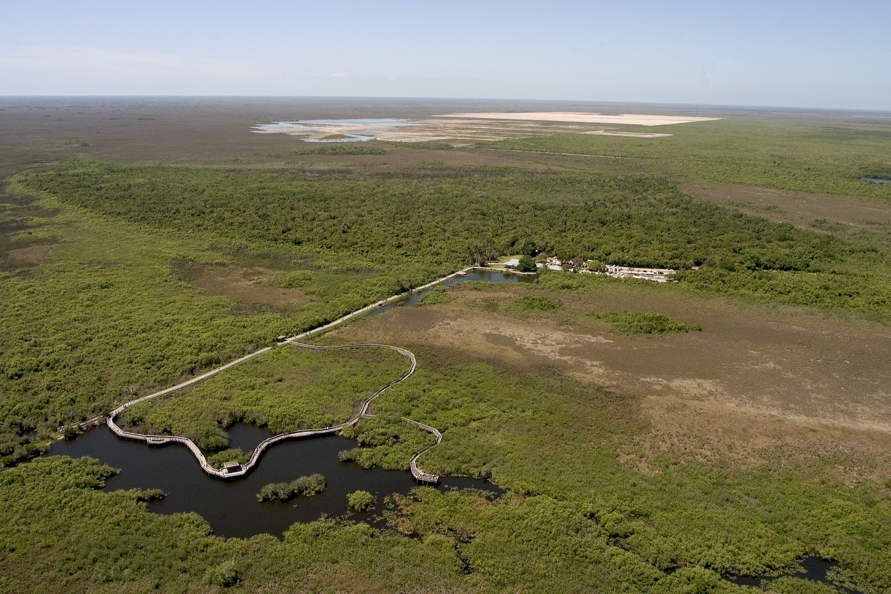 An aerial view over the Anhinga Trail and Royal Palm area