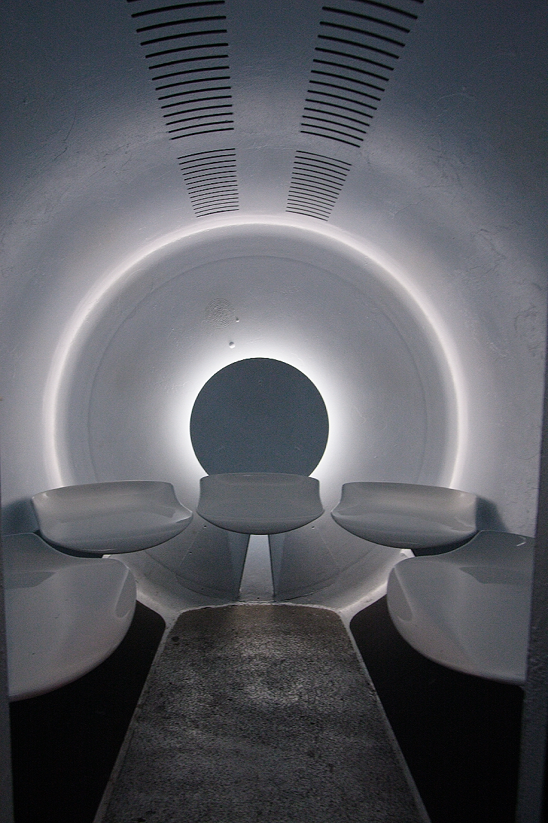 The small pod-like tram car used inside the Gateway Arch