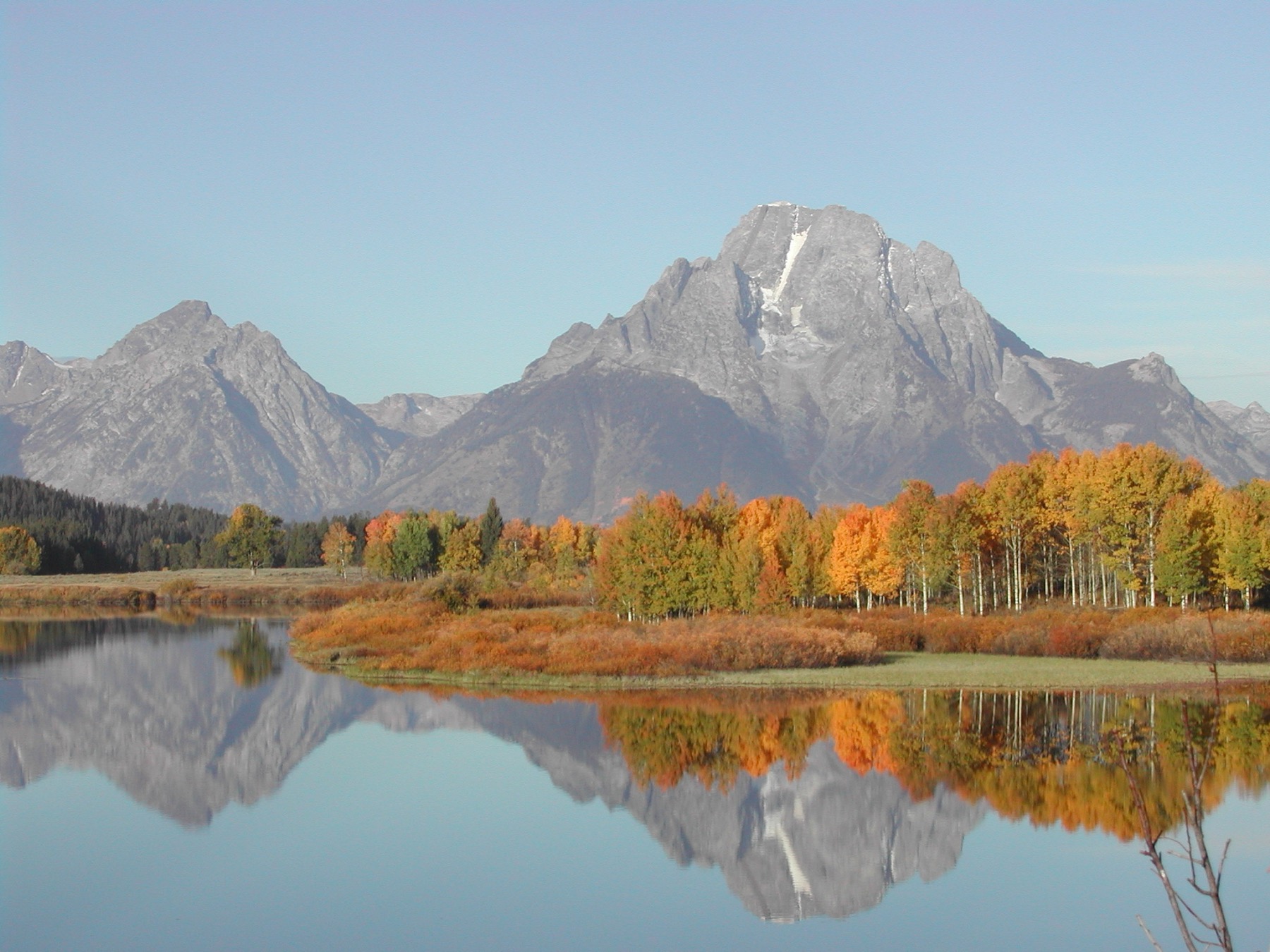Oxbow Bend reflecting Mount Moran