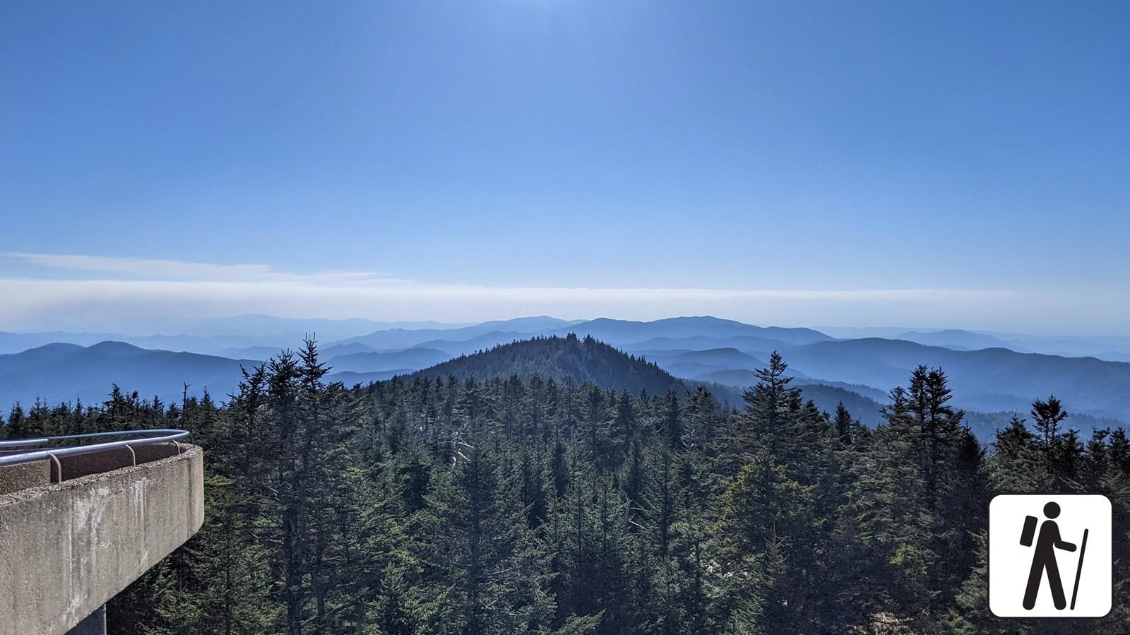The paved walkway climbing to the observation tower at Kuwohi, formerly Clingmans Dome