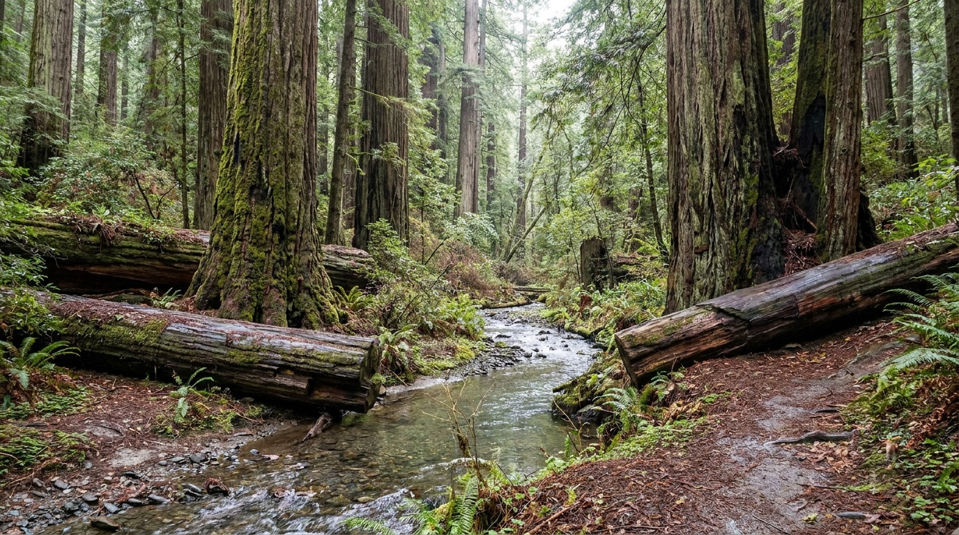 The old-growth Rockefeller Forest along Bull Creek