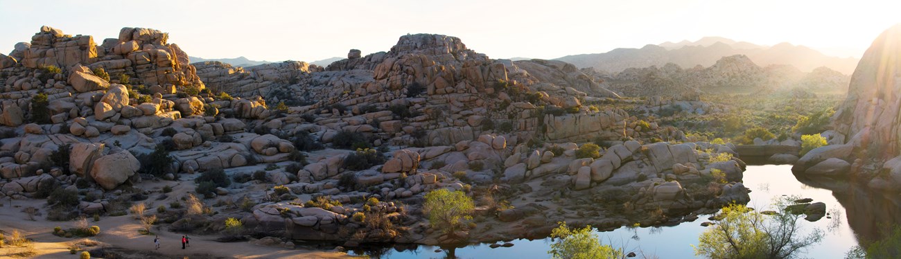 Water and rock walls at Barker Dam