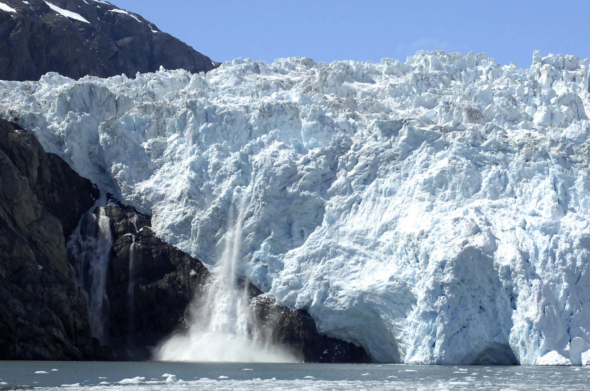 Holgate Glacier meeting tidewater in Kenai Fjords